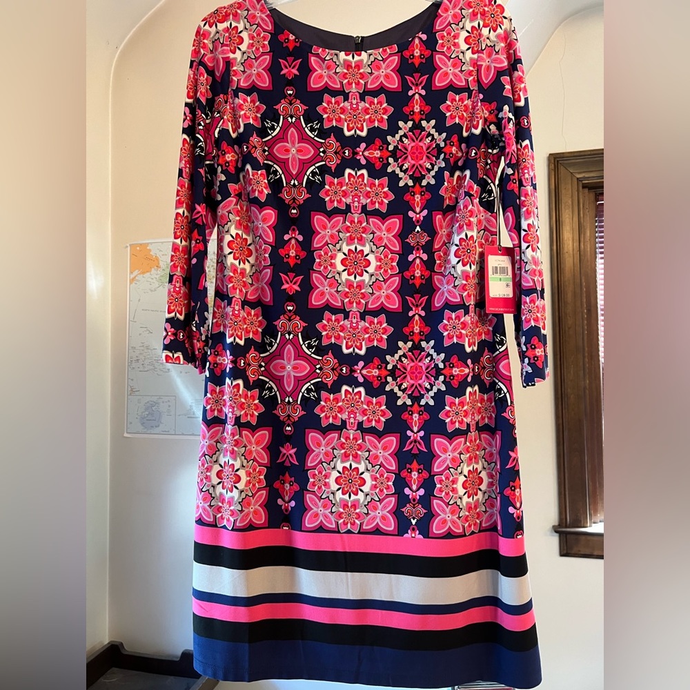 Vince Camuto Pink Flowered Dress Size 8 ~ NWT